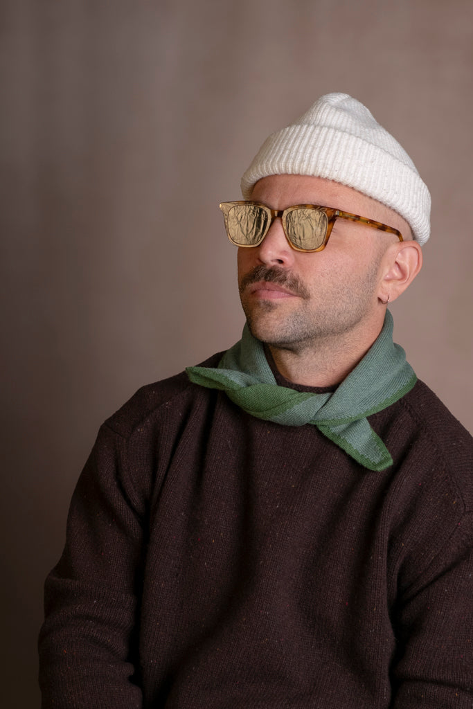 Pre-Order Style No. 302 - Border Diamond Scarf in Merino Wool